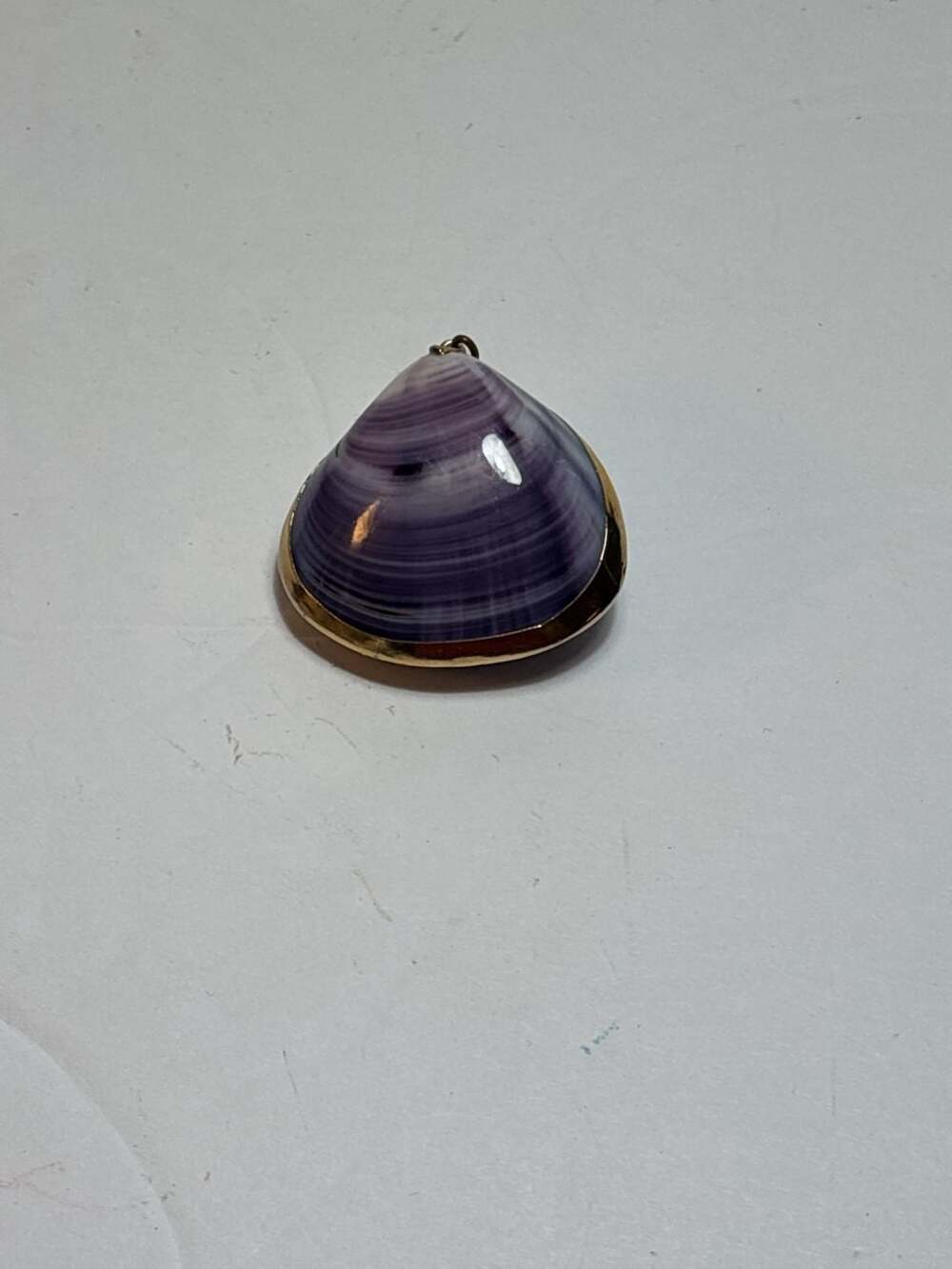 Vintage Purple Clam Shell Hinged Trinket Box with Brass Hardware
